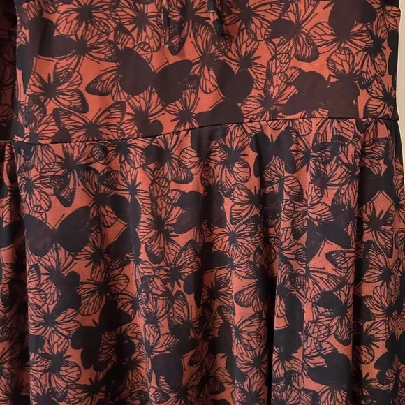 Black and Orange Butterfly Floral Mini Dress Autumnal - Picture 5 of 5